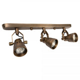 Indigo Triple Opbouwspot Messing – Industriële Wand- & Plafondlamp