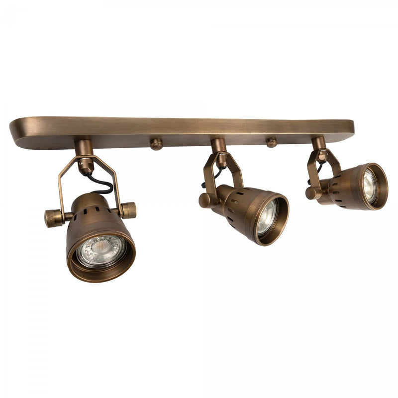 Indigo Triple Opbouwspot Messing – Industriële Wand- & Plafondlamp