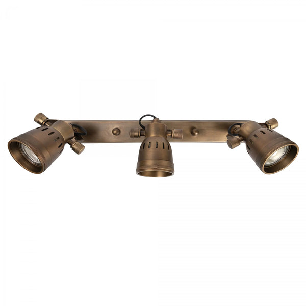 Indigo Triple Opbouwspot Messing – Industriële Wand- & Plafondlamp