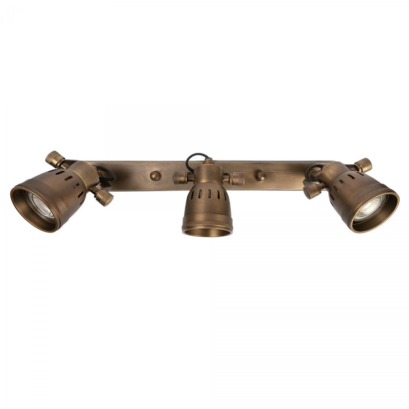 Indigo Triple Opbouwspot Messing – Industriële Wand- & Plafondlamp