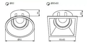 Ivri Kantelbare Inbouwspot GU10 Vierkant of Rond Wit