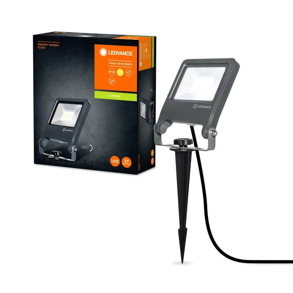 LED Breedstraler - Endura Spike - Zwart - 20W 1700lm - 3000K Warm Wit