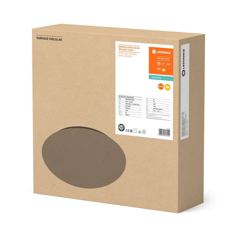 LED Bulkhead Surface Circulair 350 Wit 18W 1440lm - 830 Warm Wit | 350mm - IP44