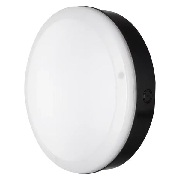 LED Plafond / Wandlamp Bulkhead IP65 - Surface 250MM Zwart - 10W 800Lm - 4000k 840 Helder wit | IK10 Beweging & Daglichtsensor