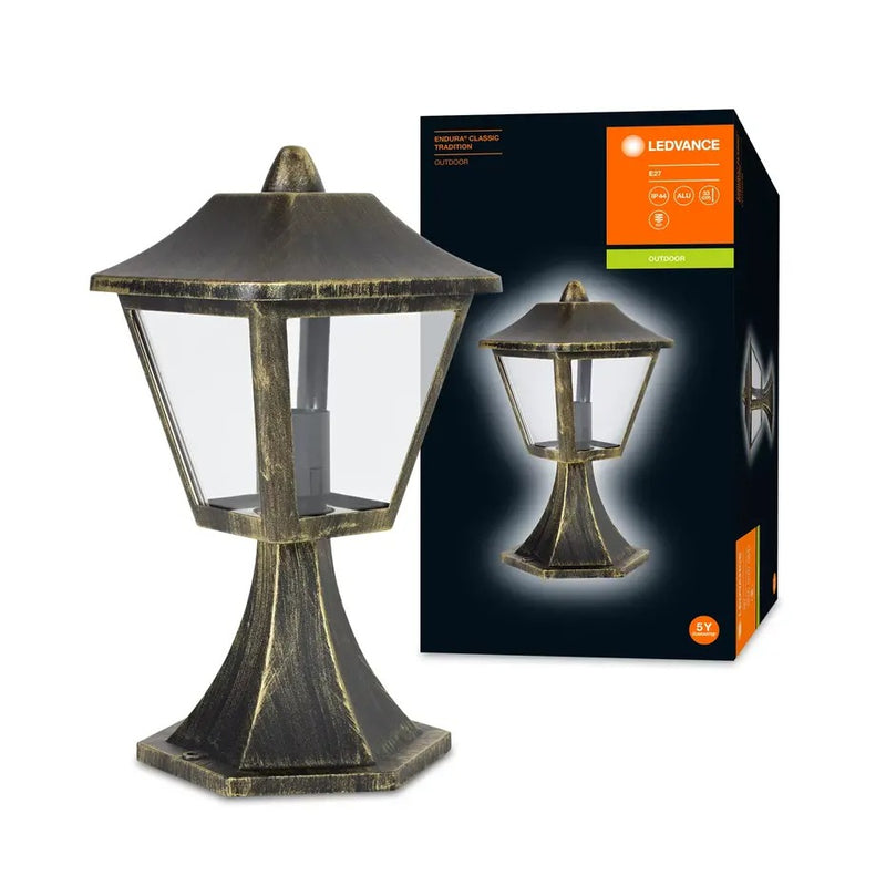 LED Tuinlamp - Endura Classic - Zwart-Goud - E27 - 33cm | Traditioneel