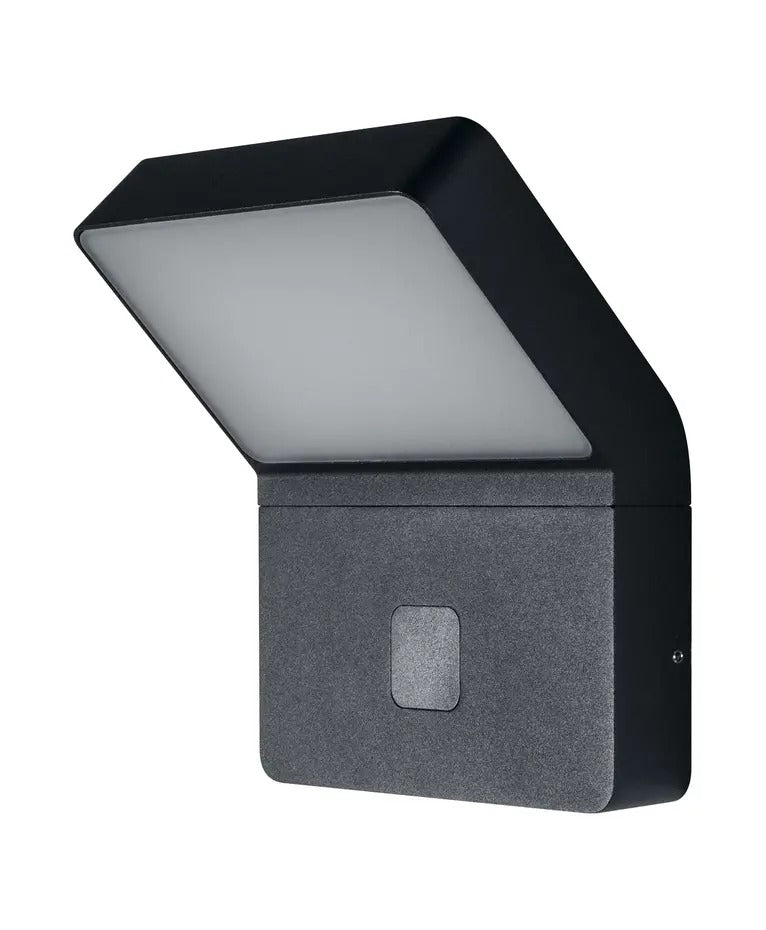 LED Wandlamp - Endura Stijl Wide - Donker Grijs - 12W 750lm - 3000K Warm Wit | Bewegings- en lichtsensor