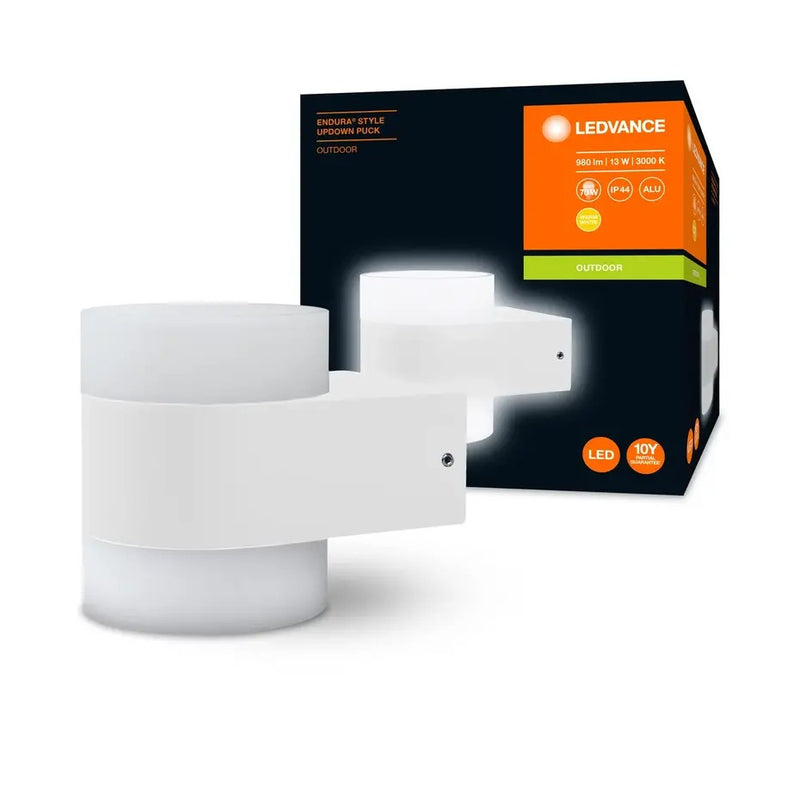 LED Wandlamp - Endura Stijl Updown Puck -Wit - 13W 980lm - 3000K Warm Wit