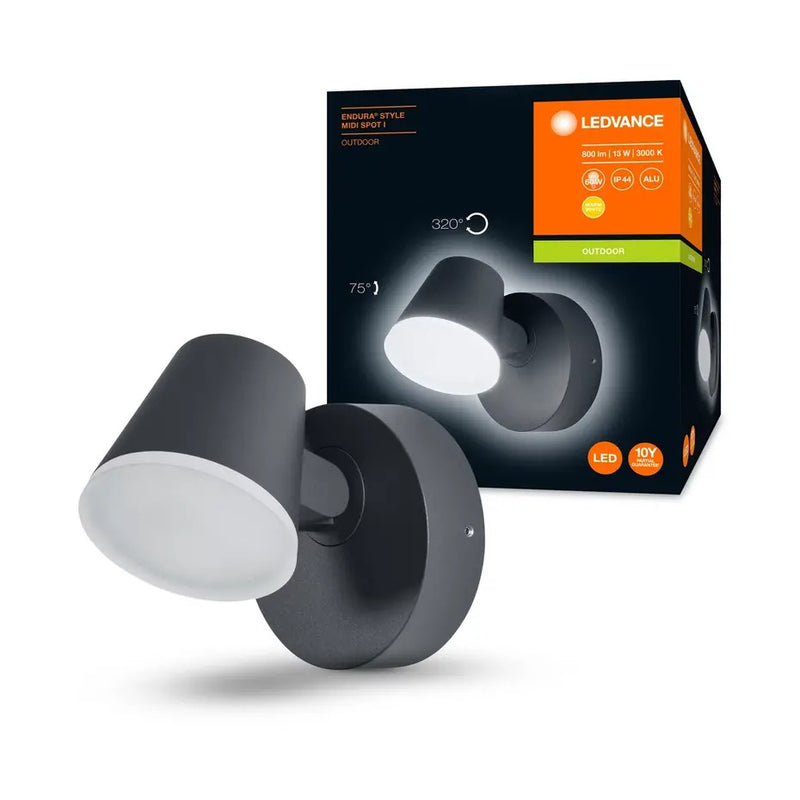 LED Wandlamp - Endura Stijl Midi - Donker Grijs - 13.5W 800lm - 3000K Warm Wit