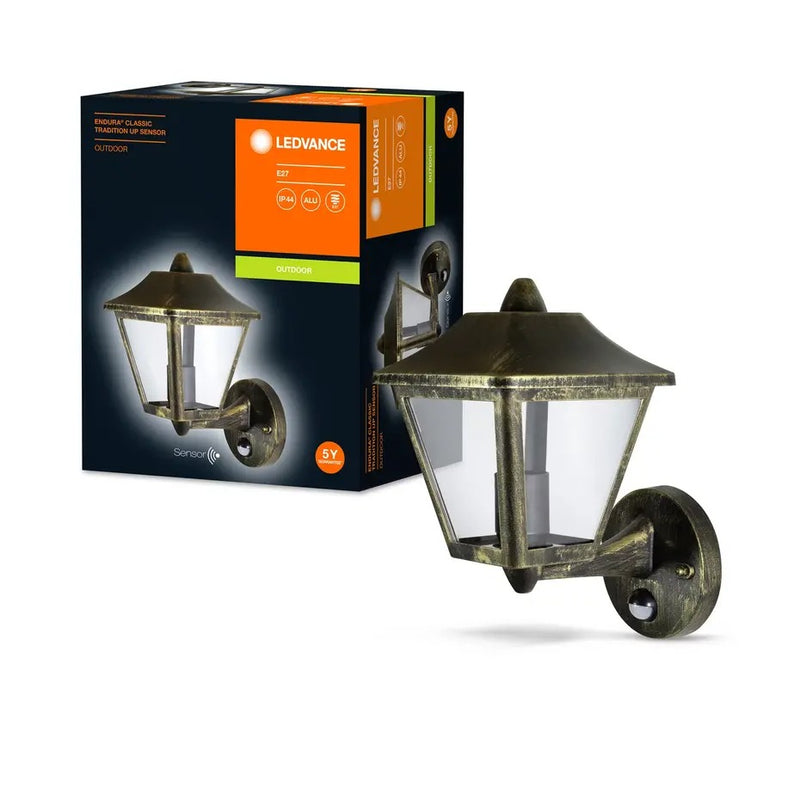 LED Wandlamp - Endura Classic Traditioneel Patina - E27 - Goud | Bewegings- en lichtsensor