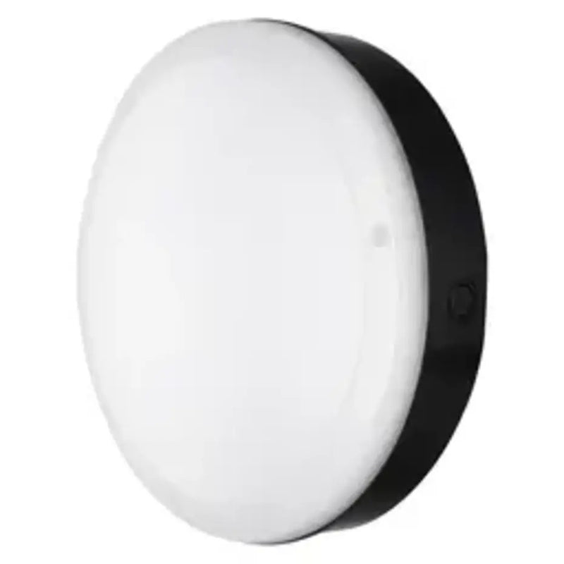 LED Wandlamp Bulkhead Surface Sensor - IP65 Ø250MM - Zwart - 10W 800Lm - 3000k 830 Warm wit | IK10 Daglichtsensor
