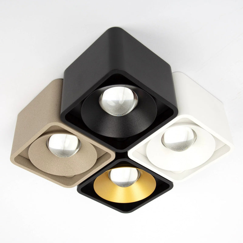 Lars Opbouwspot Champagne – Aluminium Vierkante Plafondspot met Dim-to-Warm LED 10W