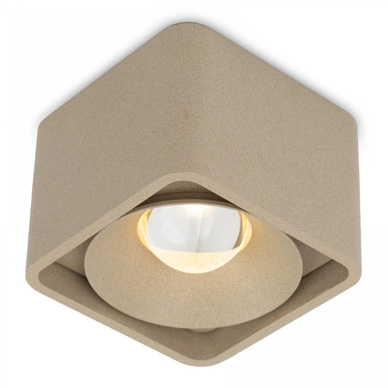 Lars Opbouwspot Champagne – Aluminium Vierkante Plafondspot met Dim-to-Warm LED 10W