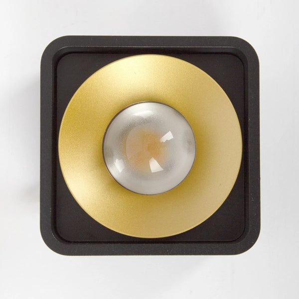 Lars Opbouwspot Zwart/Goud – Aluminium Vierkante Plafondspot met Dim-to-Warm LED 10W
