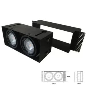 Luca-II Trimless Inbouwspot Dubbel GU10 | Zwart | Kantelbaar