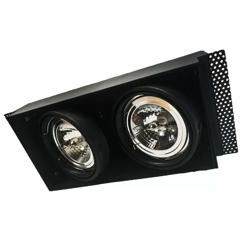 Luco-II Trimless AR111 Kardan Spot – Dubbel – Zwart – Metalen Frame