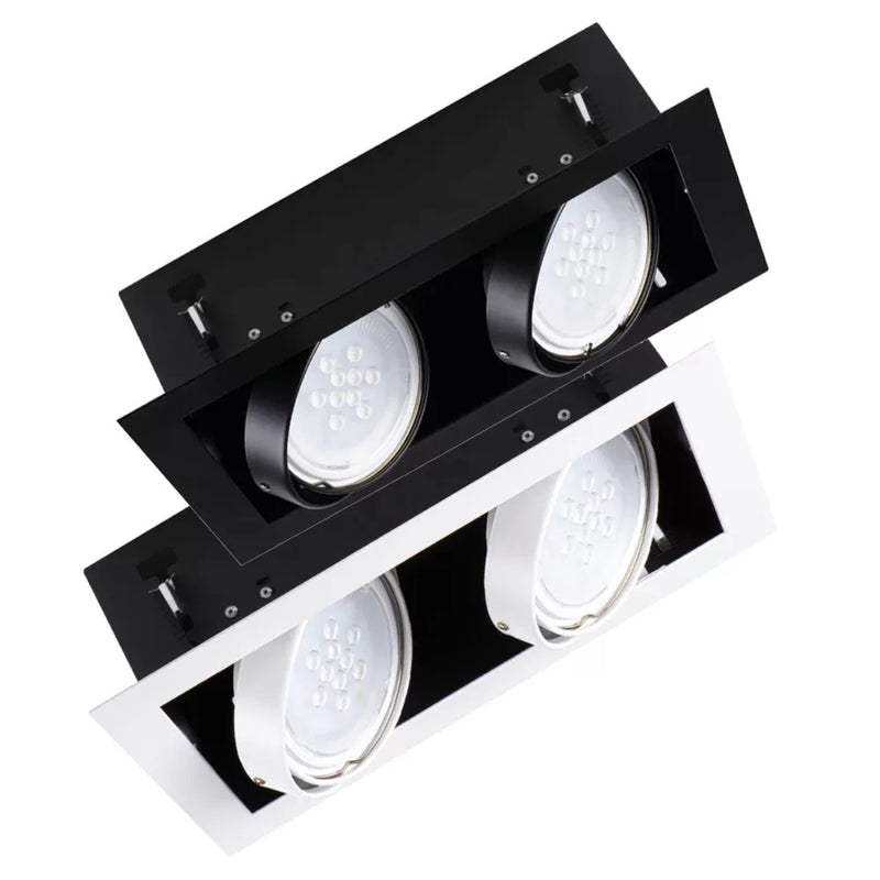 Mateo-II ES Kardan Spot – Dubbel – GU10 – Wit/Zwart – Aluminium