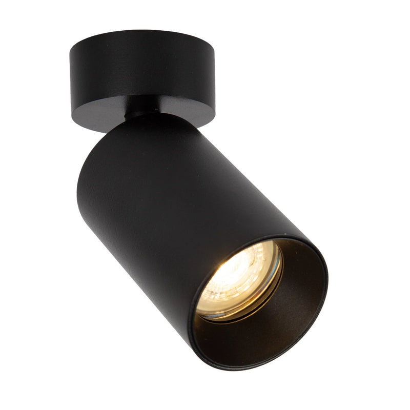 Mila 1 Rond Opbouwspot Zwart – Aluminium Plafondspot met GU10 Fitting, Kantelbaar & Draaibaar