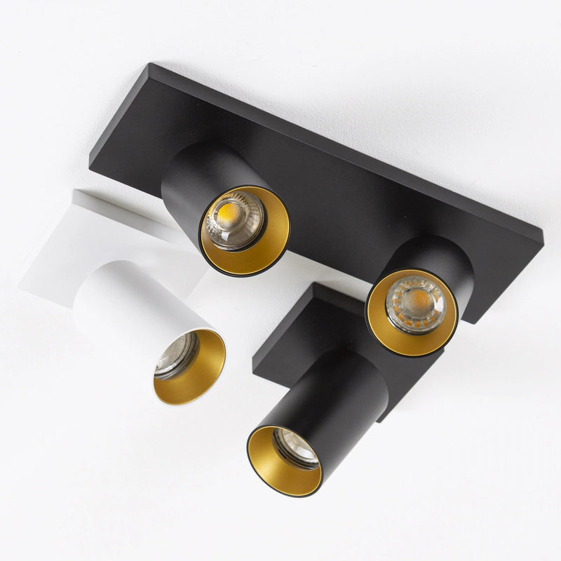 Mila 1 Zwart Opbouwspot / Goud – Verstelbare Plafond- en Wandspot met GU10 LED