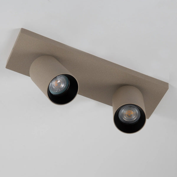 Mila 2 Opbouwspot Champagne – Aluminium Plafondlamp met 2 Spots, GU10 Fitting, Kantelbaar & Draaibaar