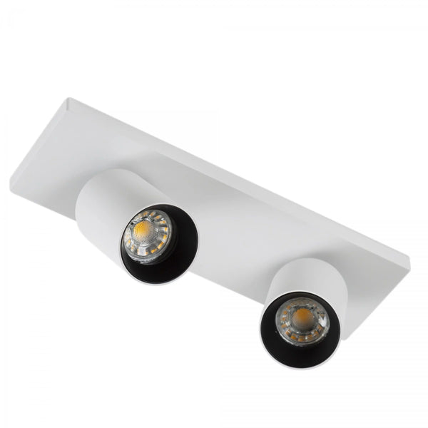 Mila 2 Wit Opbouwspot / Goud – Verstelbare 2-Lichts Plafond- en Wandspot met GU10 LED