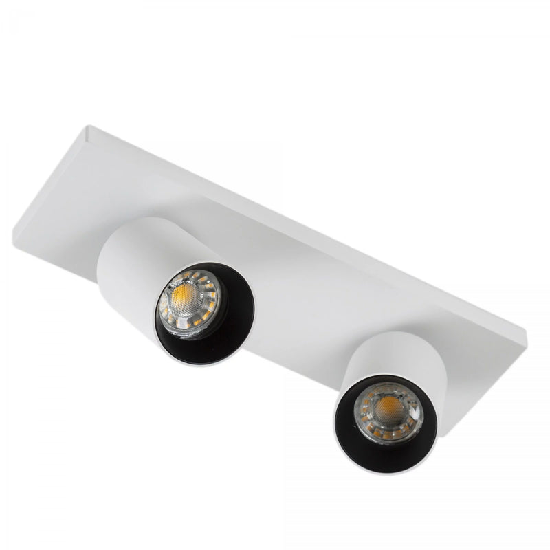 Mila 2 Wit Opbouwspot / Goud – Verstelbare 2-Lichts Plafond- en Wandspot met GU10 LED