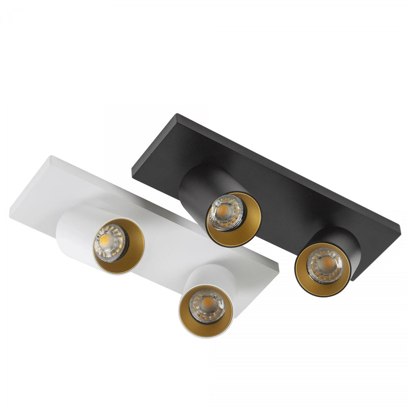 Mila 2 Zwart Opbouwspot / Goud – Verstelbare 2-Lichts Plafond- en Wandspot met GU10 LED