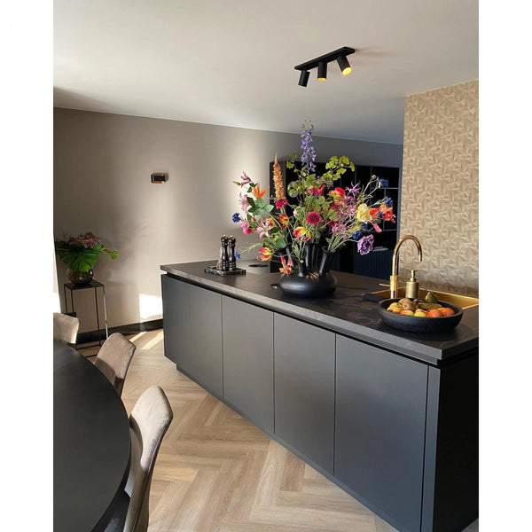 Mila 3 Zwart Opbouwspot / Goud – Verstelbare 3-Lichts Plafond- en Wandspot met GU10 LED
