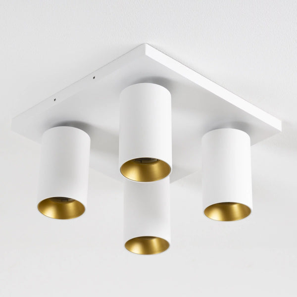 Mila 4 Wit Opbouwspot / Goud – Verstelbare 4-Lichts Plafond- en Wandspot met GU10 LED