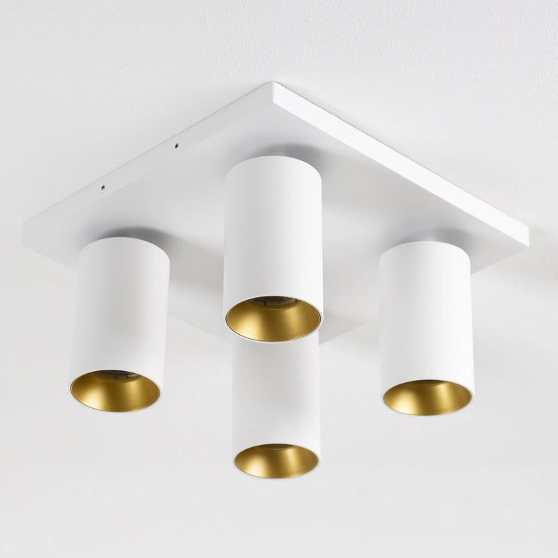 Mila 4 Wit Opbouwspot / Goud – Verstelbare 4-Lichts Plafond- en Wandspot met GU10 LED