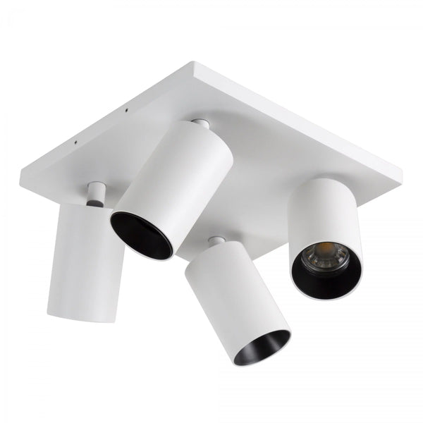 Mila 4 Wit Opbouwspot / Zwart – Verstelbare 4-Lichts Plafond- en Wandspot met GU10 LED
