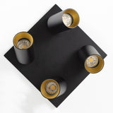 Mila 4 Zwart Opbouwspot / Goud – Verstelbare 4-Lichts Plafond- en Wandspot met GU10 LED