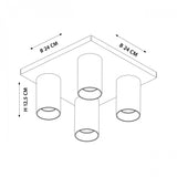 Mila 4 Zwart Opbouwspot / Goud – Verstelbare 4-Lichts Plafond- en Wandspot met GU10 LED