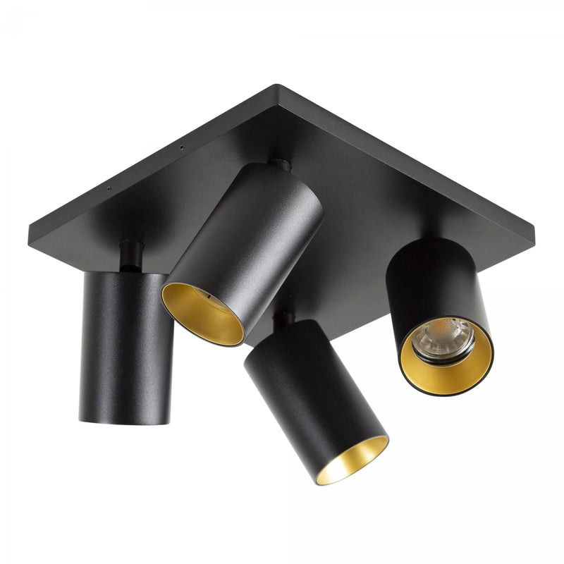 Mila 4 Zwart Opbouwspot / Zwart – Verstelbare 4-Lichts Plafond- en Wandspot met GU10 LED