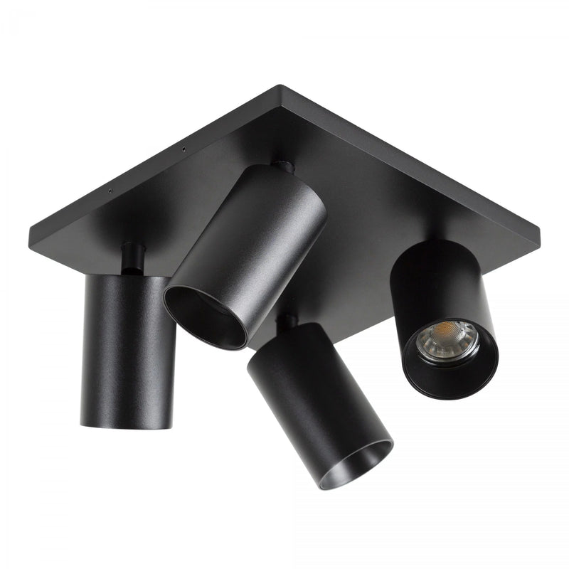 Mila 4 Zwart Opbouwspot / Zwart – Verstelbare 4-Lichts Plafond- en Wandspot met GU10 LED