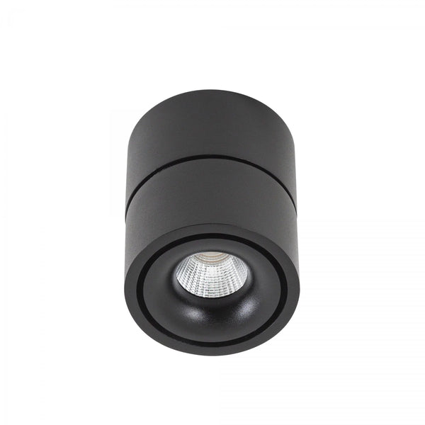 Ole 1 Zwart Opbouwspot – Ronde Dimbare LED Plafond- en Wandspot 9,4W Warm Wit