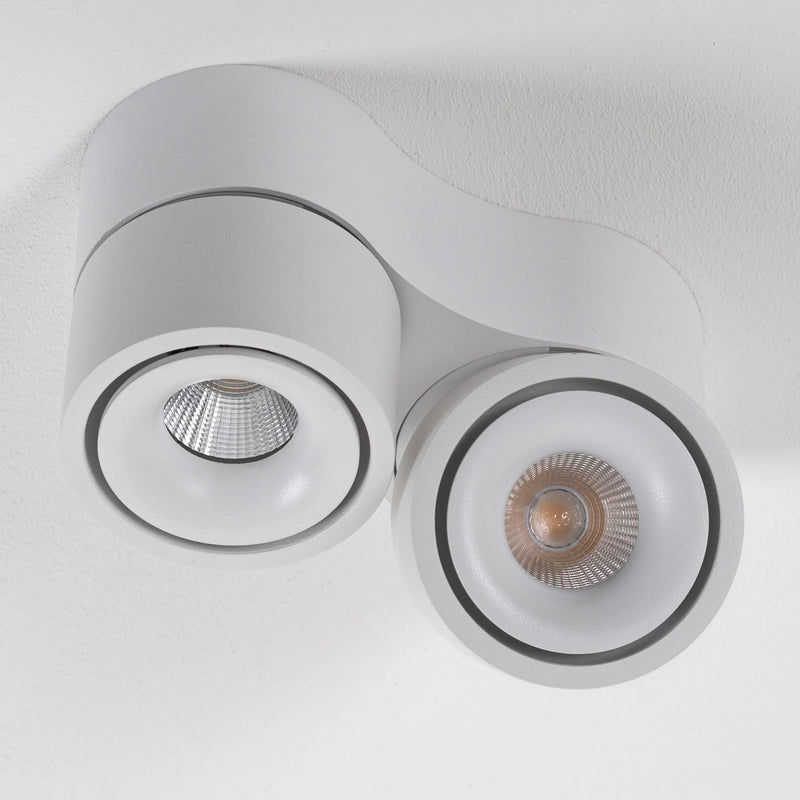 Ole 2 Wit Opbouwspot – Ronde Dimbare LED Plafond- en Wandspot 2x 9,4W Warm Wit