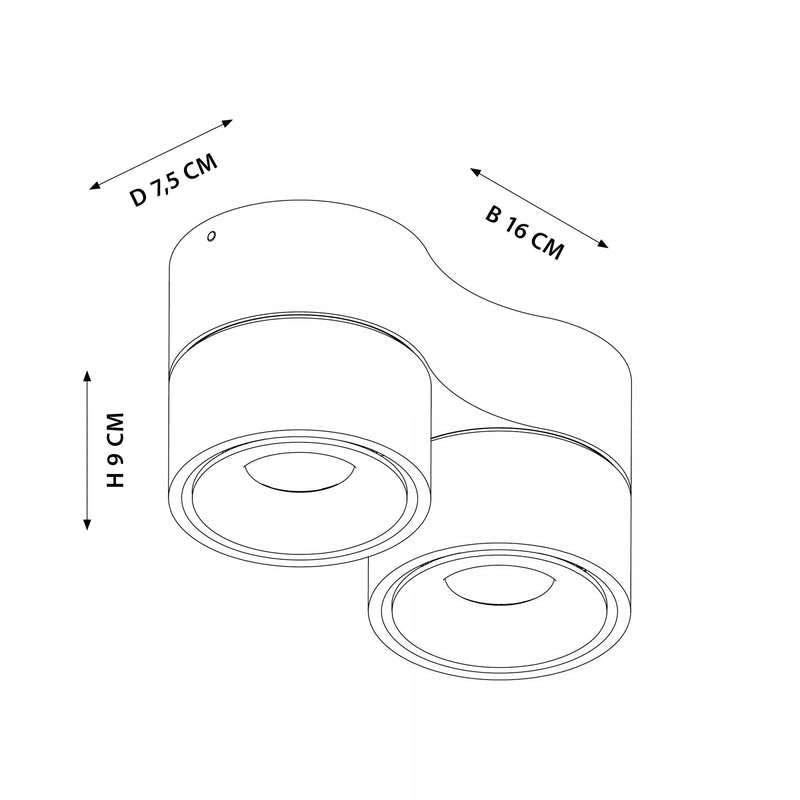 Ole 2 Wit Opbouwspot – Ronde Dimbare LED Plafond- en Wandspot 2x 9,4W Warm Wit