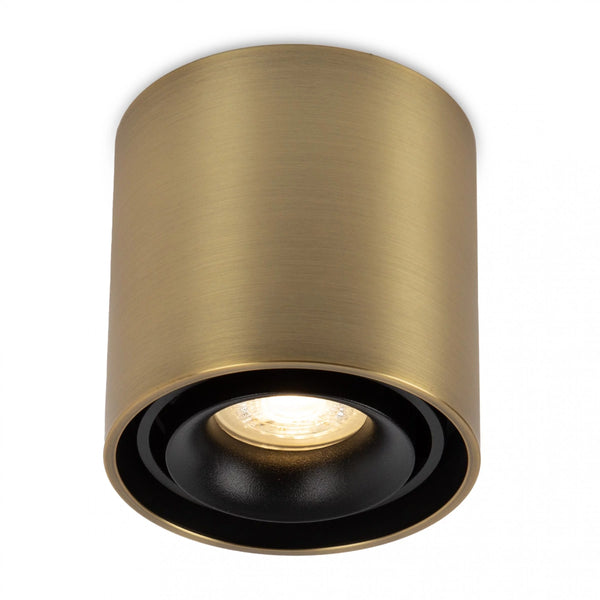 Oliver Opbouwspot Rond Messing – Aluminium Plafondspot met GU10 LED Fitting