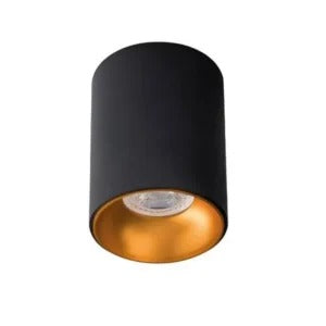 Riti Opbouwspot GU10 Aluminium – Wit/Zwart met Gouden Ring