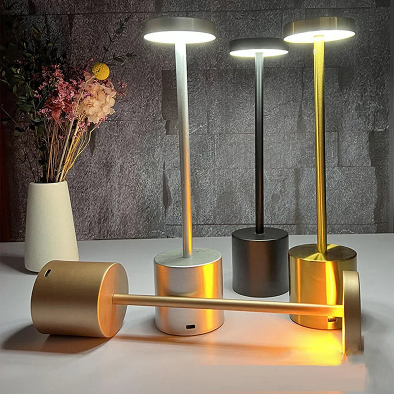 LumiÉlan – Klassieke Oplaadbare Tafellamp met Touch, Traploze Dimming en 3 Lichtkleuren