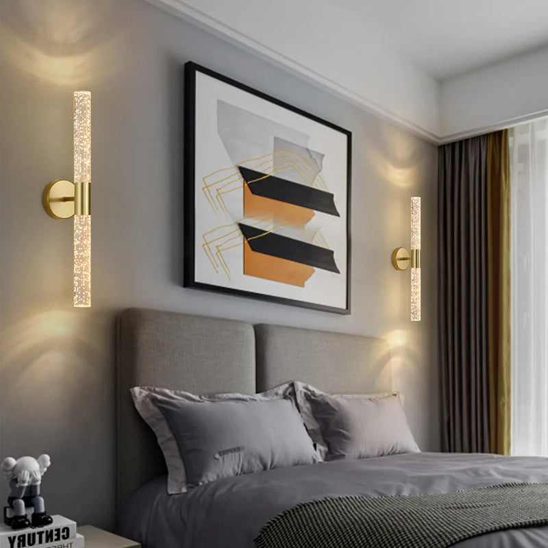 LumiGlas – Luxe LED Wandlamp met Kristal Bubbelstaaf