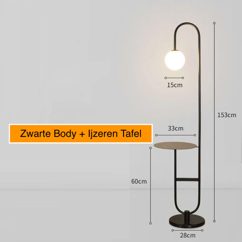 Nordic Luxe Vloerlamp met Marmeren Bijzettafel
