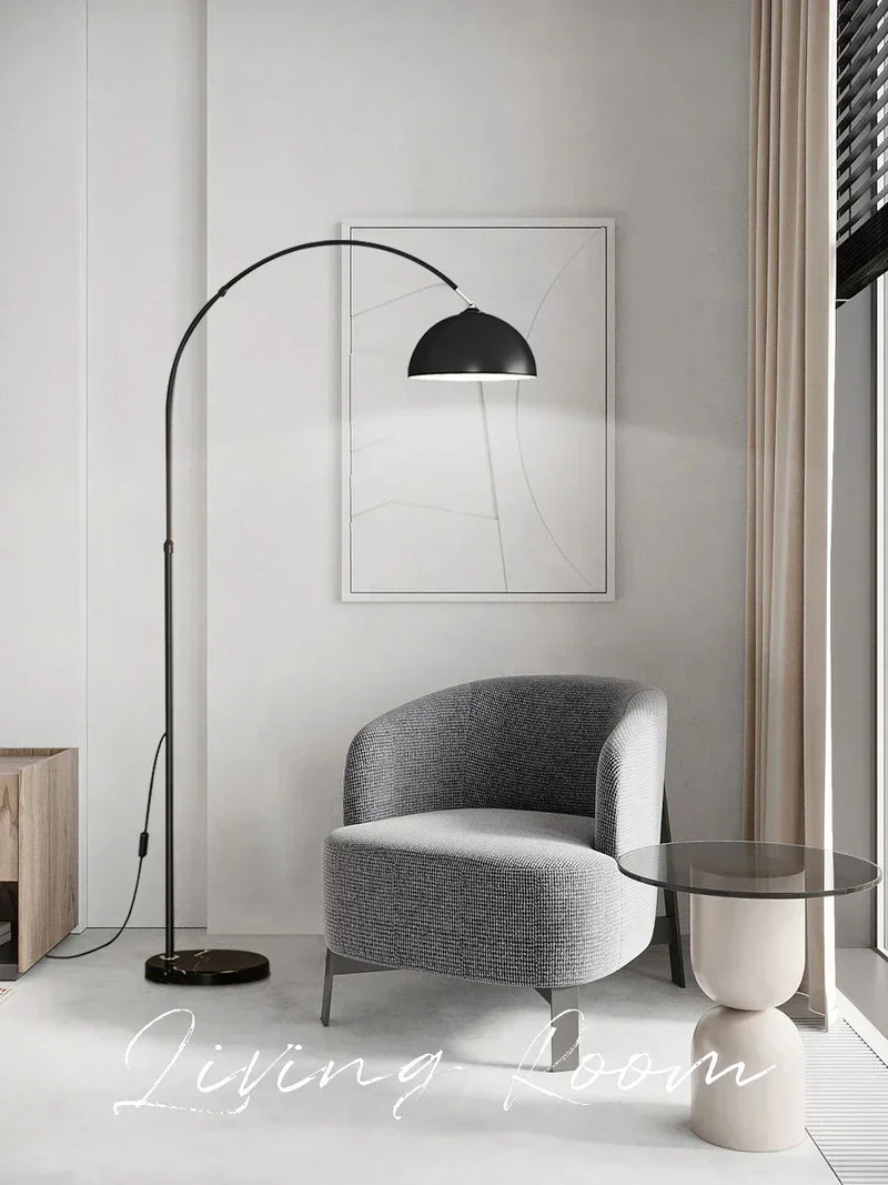 Nordic Arc Luxe Vloerlamp – Minimalistische LED Staande Lamp met Marmeren Basis