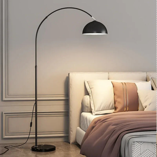 Nordic Arc Luxe Vloerlamp – Minimalistische LED Staande Lamp met Marmeren Basis