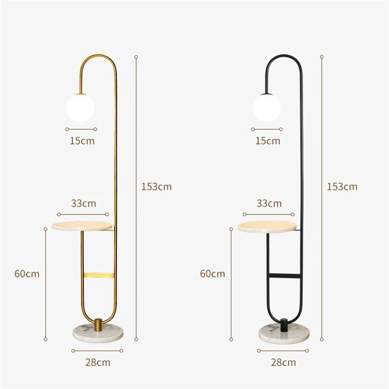Nordic Luxe Vloerlamp met Marmeren Bijzettafel