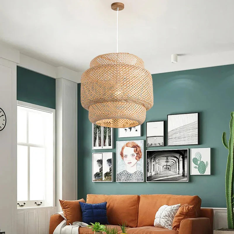 ZenWeave Bamboe Hanglamp – Handgeweven Oosterse Stijl voor Huis en Restaurant