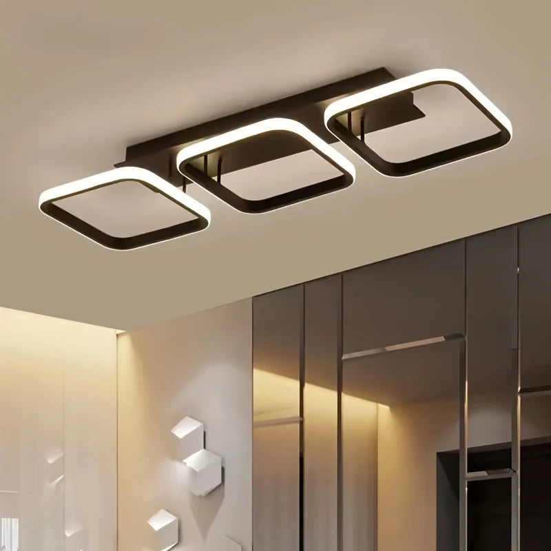 Nordic Luxe LED Plafondlamp – Dimbare Vierkante & Ronde Hanglamp voor Moderne Interieurs