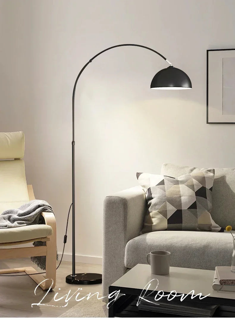 Nordic Arc Luxe Vloerlamp – Minimalistische LED Staande Lamp met Marmeren Basis