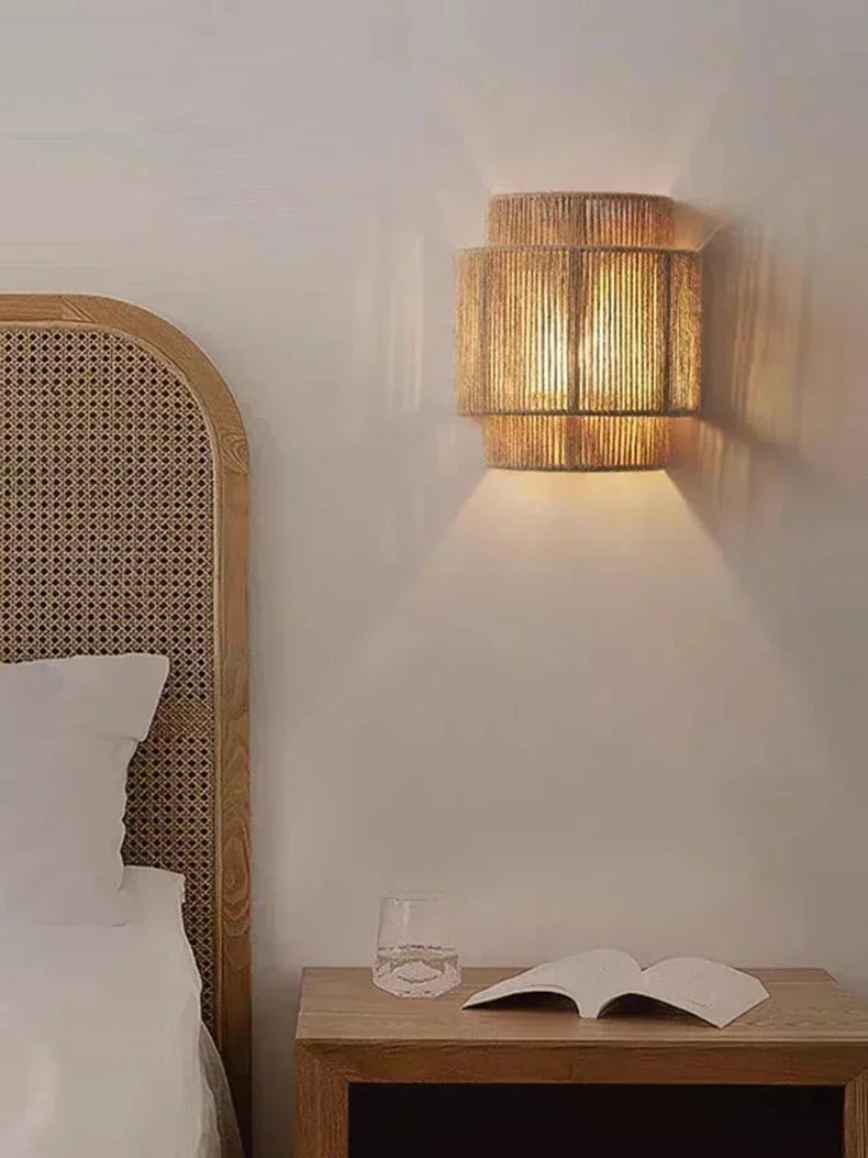 MORI GLOW Handgemaakte Hennep Touw Wandlamp