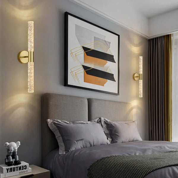 LumiGlas – Luxe LED Wandlamp met Kristal Bubbelstaaf